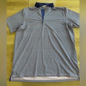 Greyson Navy and White Micro-Geo Polo